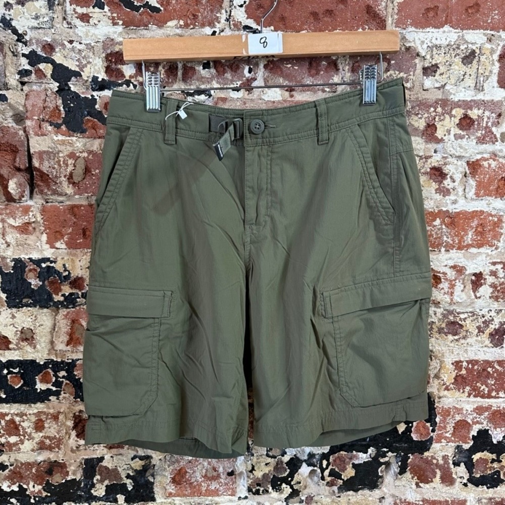 REI Belted Cargo Shorts Pockets Hiking Travel green Womens 8